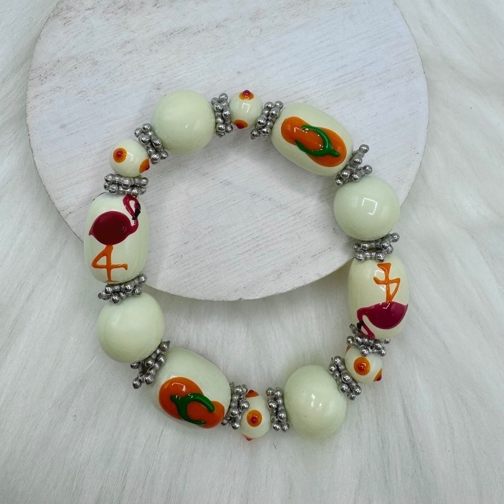 Flamingos & Flip-flops Beaded  Beach Bracelet
